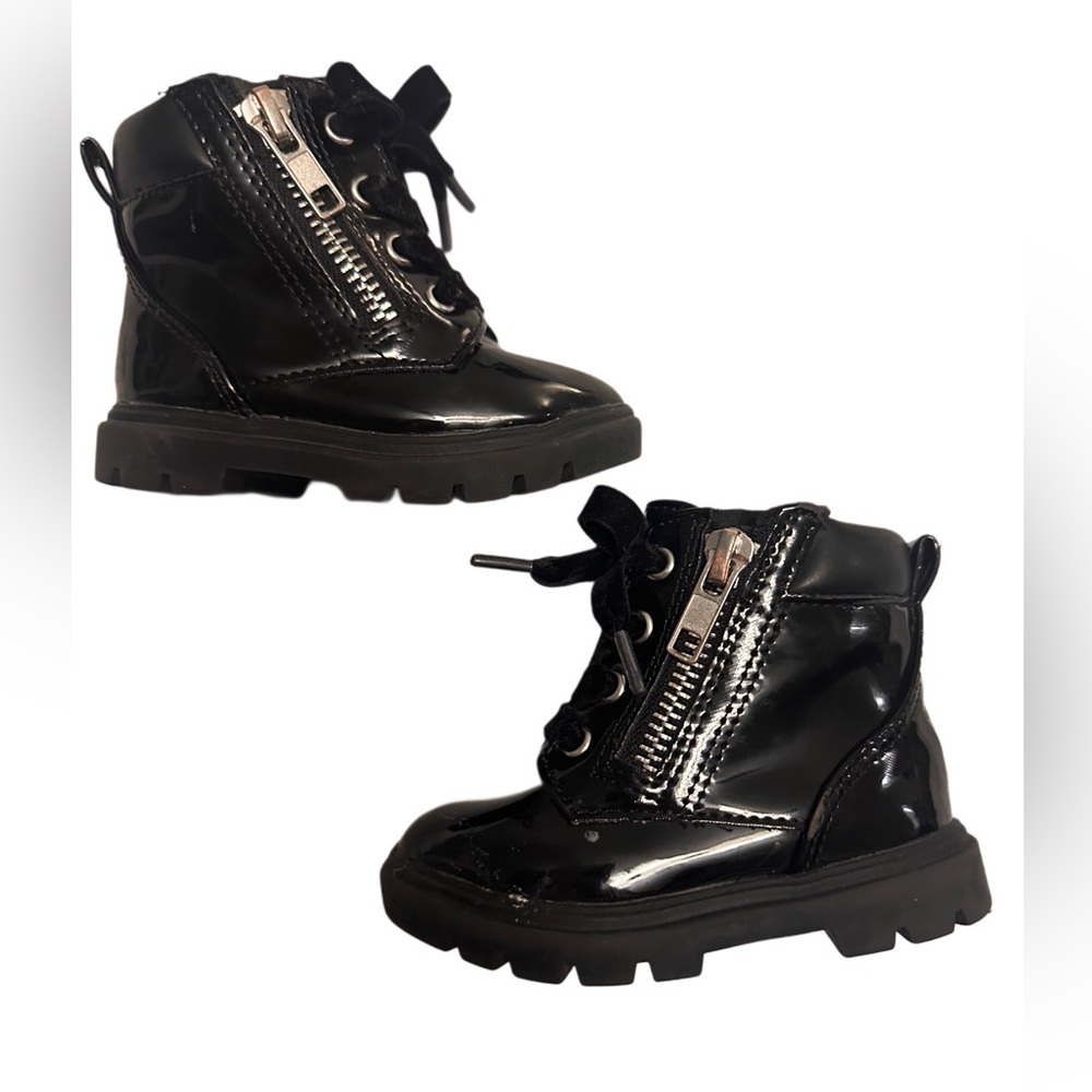 Wonder Nation Shiny Black Baby Boots